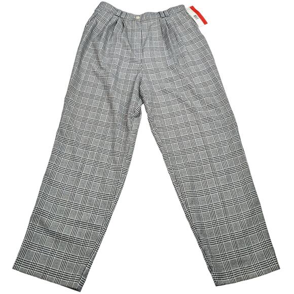 Vintage Pants - Vintage 90s Pants Black White Plaid High Waist Misses Size 16 New